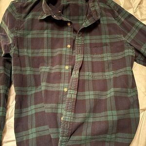 J. Crew Dark Green and Black Plaid Shirt
